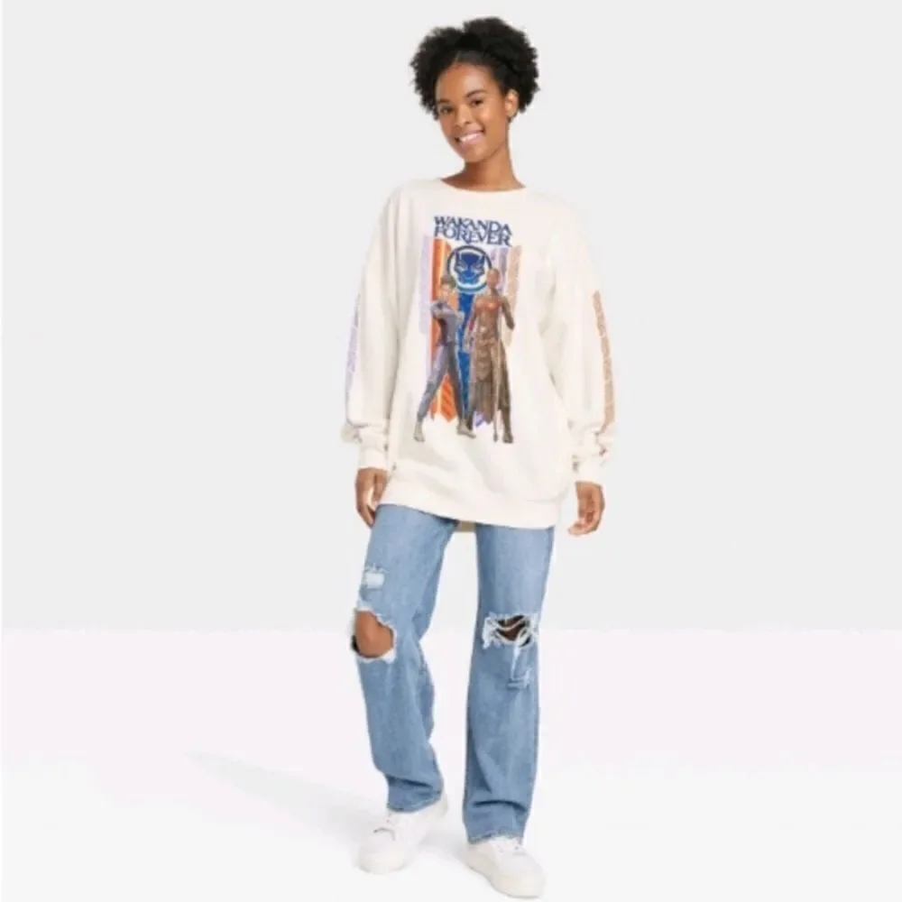 Marvel Women's Wakanda Forever Graphic Design Long Sleeve Sweatshirt S/M - Picture 3 of 13